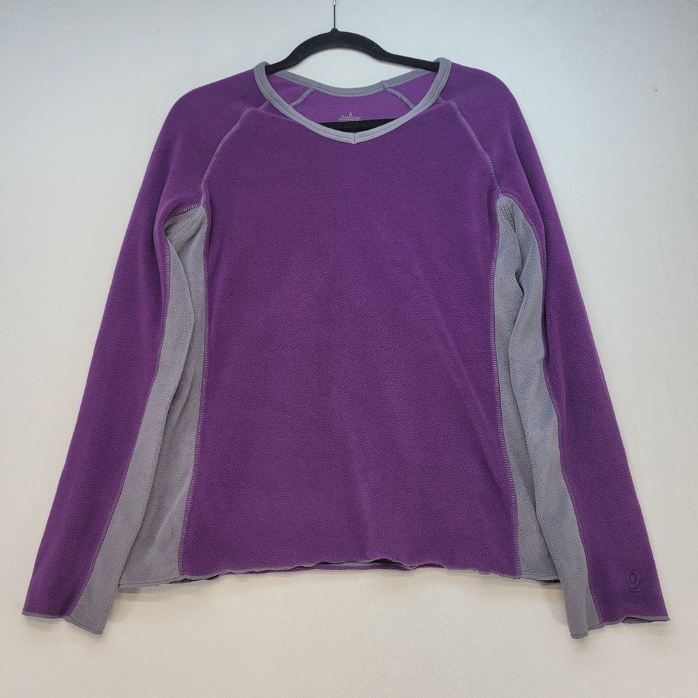 Cuddl Duds Fleece Shirt Womens Large Purple Gray Colorblock Fleecewear Stretch